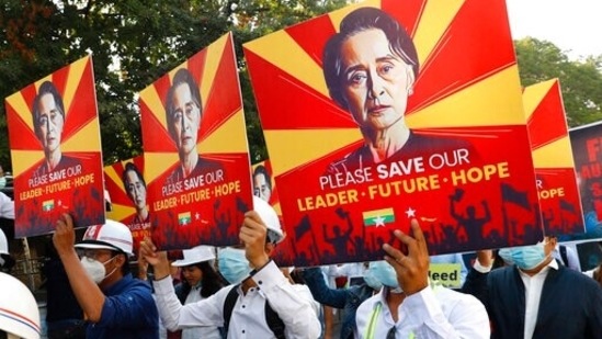 Myanmar's army seized power on February 1, overthrowing and detaining the elected civilian leader Aung San Suu Kyi.(AP)