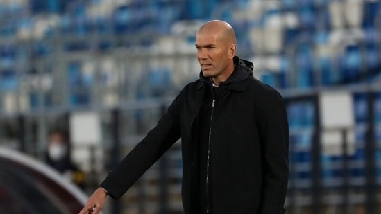 Real Madrid coach Zinedine Zidane during the match. (REUTERS)