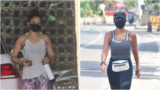 Rakul Preet Singh and Mandira Bedi were recently spotted in Mumbai as they stepped out for their fitness sessions. Might we add, their athleisure look is on point.(Varinder Chawla)