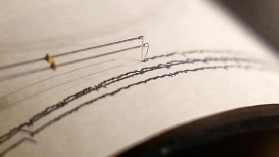 A working seismograph is shown in a display about earthquakes during an emergency drill. An earthquake was reported 402 kms from Arunachal Pradesh on Friday evening. (REUTERS)