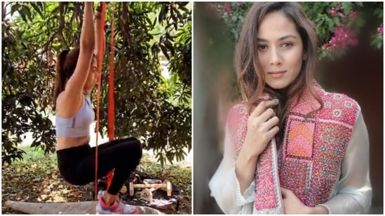 Mira Rajput shared a video of herself exercising outdoors. Mira Rajput shared a video of herself exercising outdoors.