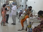 On 19 May, 42 cases of Mucormycosis (black fungus) were reported at the All India Institute of Medical Sciences (AIIMS) in Rishikesh. In picture - Patients who recovered from Covid-19 and infected with Black Fungus at a hospital.