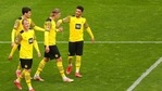 Dortmund's Erling Haaland, second right, celebrates with teammates after scoring his side's third goal during the German Bundesliga match.(AP) Dortmund's Erling Haaland, second right, celebrates with teammates after scoring his side's third goal during the German Bundesliga match.(AP)