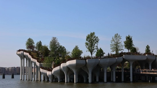 The Little Island public park on Hudson River Park in Manhattan is seen on May 21, 2021 in New York City. (AFP)