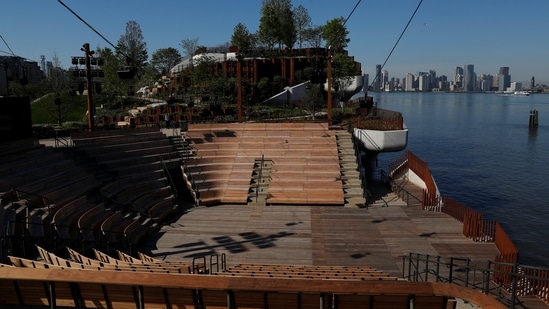 The new park Little Island, designed by Barry Diller, sits on the Hudson River in the Manhattan borough of New York City, U.S., May 17, 2021. (REUTERS)