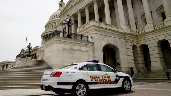 A Capitol Police vehicle parks at the U.S. Capitol in Washington, U.S., May 22, 2021. (REUTERS)