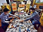 Uday foundation staff sort medicines at Sarvodya Enclave, in New Delhi, India, on Friday, May 21, 2021. (Photo by Sanjeev Verma/ Hindustan Times)