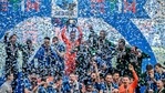 Inter Milan players celebrate after clinching the Serie A title.(AP) Inter Milan players celebrate after clinching the Serie A title.(AP)
