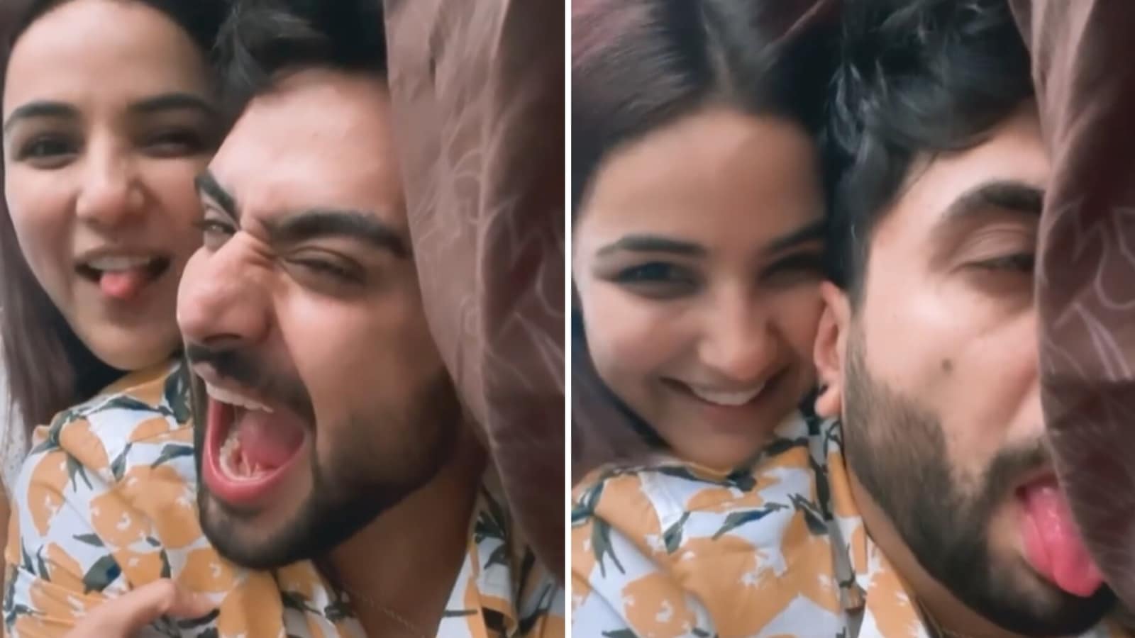 Jasmin Bhasin and Aly Goni snuggle in mattress for Runaway problem