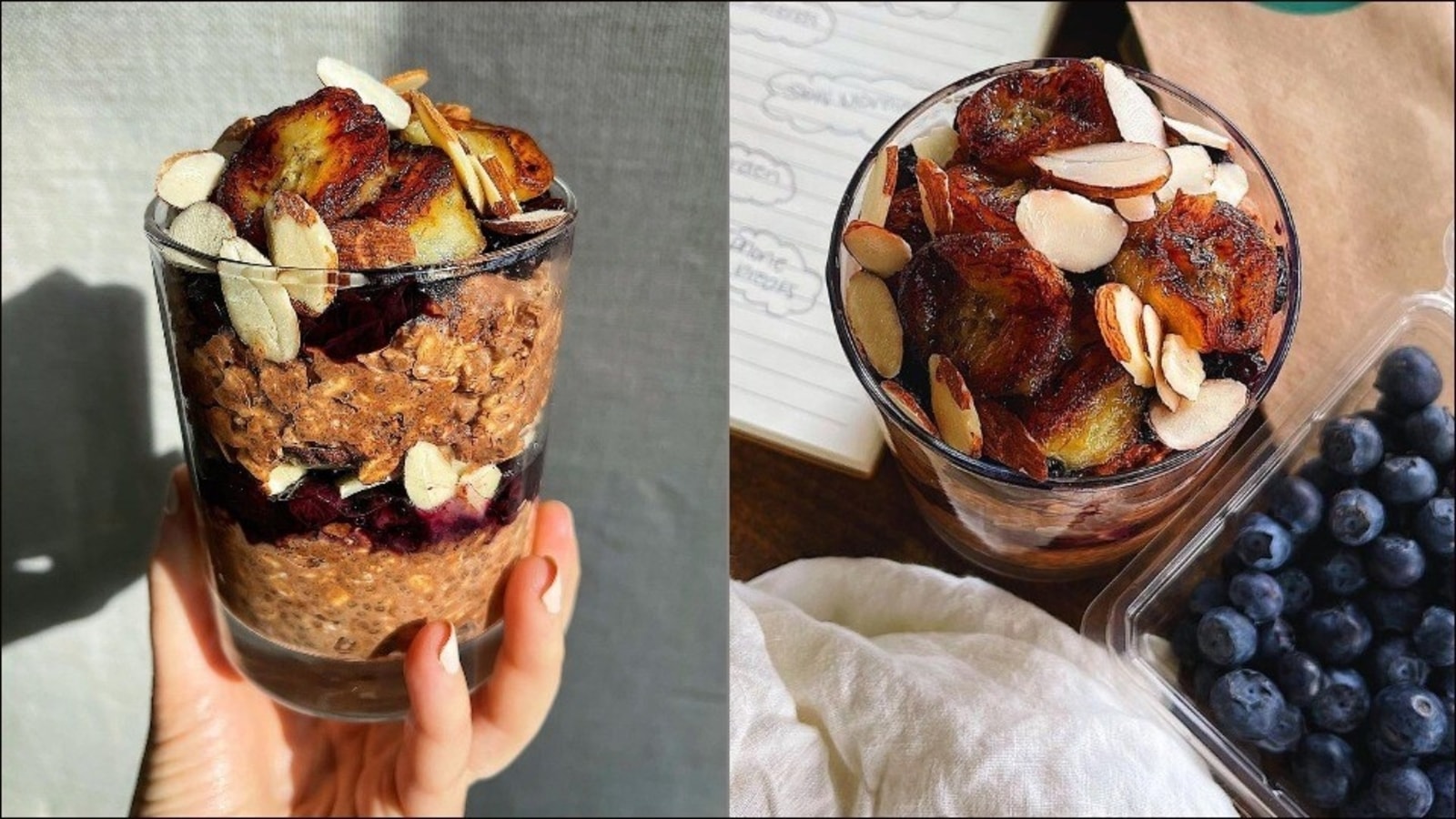 Breakfast recipe: Chocolate Chia Overnight Oats Parfait with Blueberry Compote