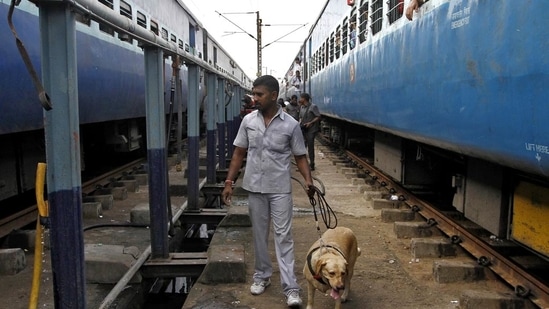 A member of a bomb disposal squad with a sniffer dog examines a passenger train in which two explosions occurred at Chennai Central railway station (Reuters File) A member of a bomb disposal squad with a sniffer dog examines a passenger train in which two explosions occurred at Chennai Central railway station (Reuters File)