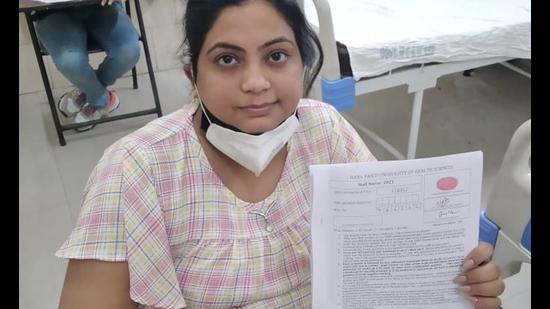 As many as 67 covid positive candidates also took the test from isolation wards of medical colleges and civil hospitals. (HT Photo) As many as 67 covid positive candidates also took the test from isolation wards of medical colleges and civil hospitals. (HT Photo)