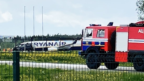 The Belarusian Interior Ministry said Raman Pratasevich was arrested at the airport. (AFP) The Belarusian Interior Ministry said Raman Pratasevich was arrested at the airport. (AFP)