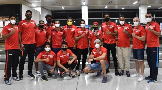 India men's boxers team arrives in Dubai. (BFI) India men's boxers team arrives in Dubai. (BFI)