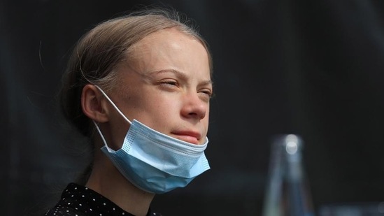 Greta Thunberg said the spillover of diseases from animals to humans was caused by farming methods, adding that a move to a plant-based diet could save up to 8 billion tonnes of CO2 each year.(Bloomberg)