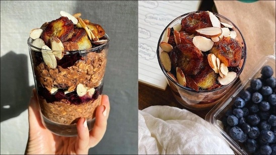 Breakfast recipe: Chocolate Chia Overnight Oats Parfait with Blueberry Compote(Instagram/kalememaybe)