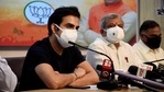 BJP MP Gautam Gambhir speaks during a press conference as state party President Adesh Gupta looks on, in New Delhi, Friday, May 21, 2021.(PTI) BJP MP Gautam Gambhir speaks during a press conference as state party President Adesh Gupta looks on, in New Delhi, Friday, May 21, 2021.(PTI)
