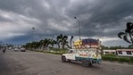 Dark clouds hover in the sky ahead of landfall of Cyclone Yaas at Dhulagarh in Howrah district. (PTI Photo) Dark clouds hover in the sky ahead of landfall of Cyclone Yaas at Dhulagarh in Howrah district. (PTI Photo)