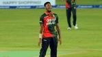 Mustafizur Rahman in action against Sri Lanka in the first ODI in Dhaka.(Twitter) Mustafizur Rahman in action against Sri Lanka in the first ODI in Dhaka.(Twitter)