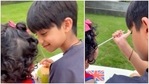 Viaan with his sister Samisha in a video.