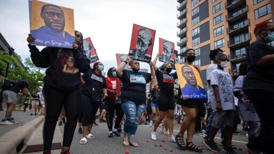 Tuesday will mark one year since Floyd, who was Black, died after former Minneapolis police officer Derek Chauvin held his knee on Floyd’s neck as Floyd pleaded for air. (AP) Tuesday will mark one year since Floyd, who was Black, died after former Minneapolis police officer Derek Chauvin held his knee on Floyd’s neck as Floyd pleaded for air. (AP)