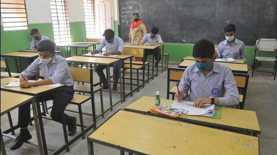 Class 11 students of a Chandigarh school take their annual exam in April this year. (File photo) Class 11 students of a Chandigarh school take their annual exam in April this year. (File photo)