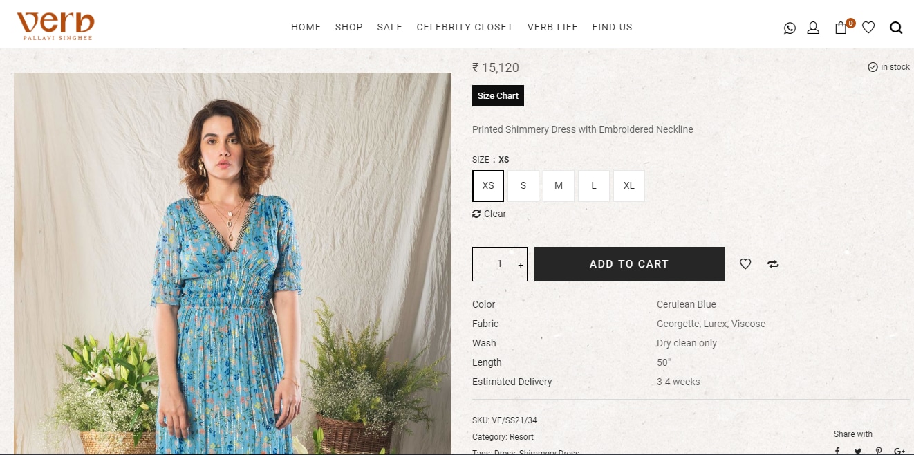 Kajal Aggarwal's blue midi from Verb by Pallavi Singhee (shopverb.com)