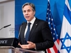 US Secretary of State Antony Blinken speaks during a joint statement with Israeli Prime Minister Benjamin Netanyahu in Jerusalem.