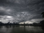 Storm clouds hover over the Royal Palace ahead of cyclone Yaas in Agartala, Tuesday, May 25, 2021. 