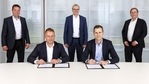Hansi Flick (second from left) signs the contract. (Twitter/Germany) Hansi Flick (second from left) signs the contract. (Twitter/Germany)