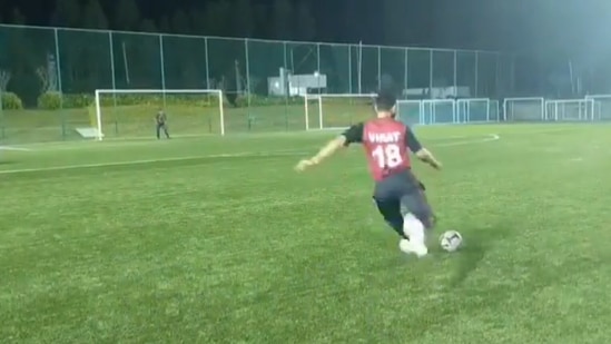 Virat Kohli takes to the football field. (Screengrab)