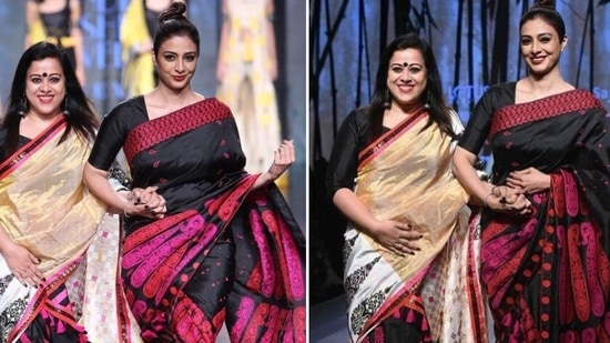 Tabu looks stunning in every outfit that she wears. From fancy gowns to traditional outfits, Tabu sure knows how to nail all her looks. The 'Andhadhun' actor looked to-die-for in black and pink Mekhela Chador by Sanjukta as she walked the ramp at Lotus Make-Up India Fashion Week in 2018. (Instagram/sanjukta_dutta_)