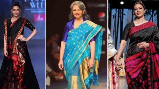 Many Bollywood celebs like Sharmila Tagore, Karishma Kapoor, Lara Dutta wore these during fashion shows and nailed it. Here are five celebrities who rocked the Mekhela Chador look.(Instagram)