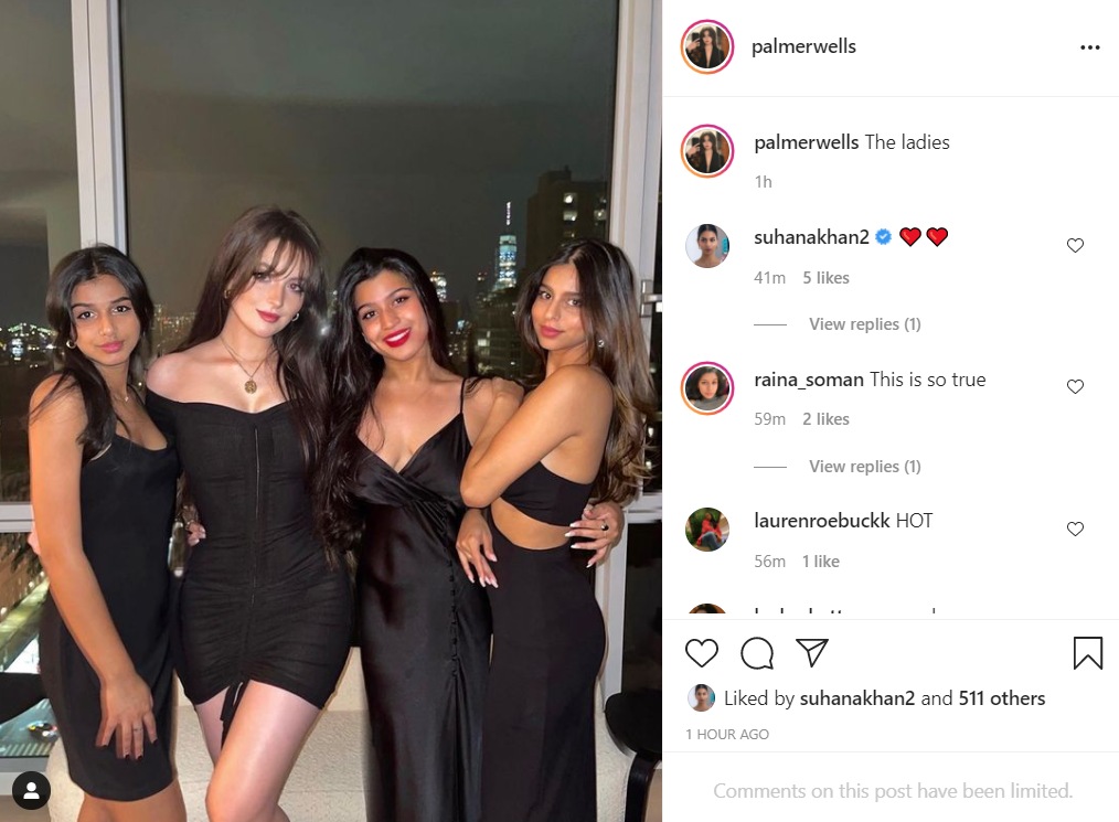 Palmer Wells shared a picture with Suhana Khan and other friends on Instagram.