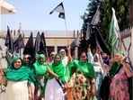 Women shout slogans in Patiala as farmers are observing a 'Black Day' to mark the completion of six months of their protest against farm laws. ((ANI Photo)) Women shout slogans in Patiala as farmers are observing a 'Black Day' to mark the completion of six months of their protest against farm laws. ((ANI Photo))