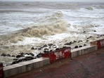 A view of the turbulent sea with strong winds on Digha beach ahead of Cyclone Yaas, in East Medinipur on Wednesday.