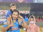 Irfan Pathan with son Imran and wife Safa Baig(Irfan Pathan / Twitter) Irfan Pathan with son Imran and wife Safa Baig(Irfan Pathan / Twitter)