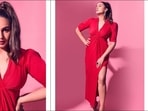 Huma Qureshi’s red shirt dress with thigh-high slit is a hot summer favourite