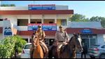 Mounted horse squad patrolling at markets during Covid-19 curfew on Wednesday in Haridwar. (HT photo) Mounted horse squad patrolling at markets during Covid-19 curfew on Wednesday in Haridwar. (HT photo)
