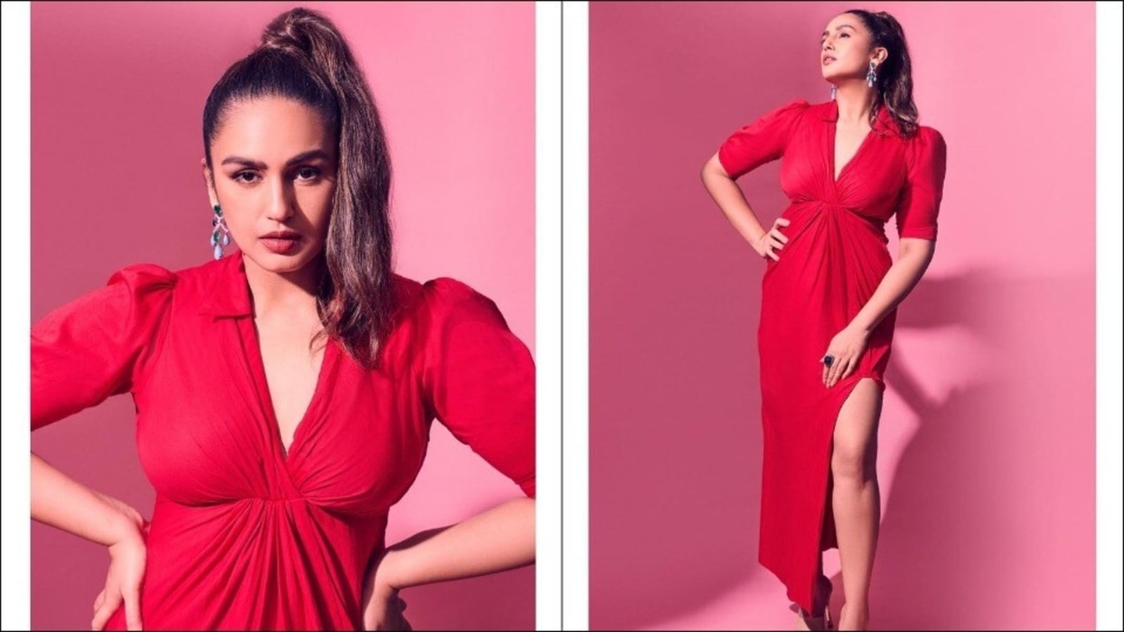 Homa Quraishi Xxx Video - Huma Qureshi's red shirt dress with thigh-high slit is a hot summer  favourite | Fashion Trends - Hindustan Times