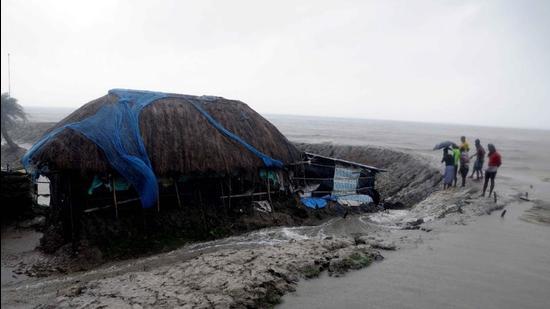 Water entered lower coastal areas in Namkhana, West Bengal, during landfall of Cyclone Yaas on Wednesday, May 26. (ANI)