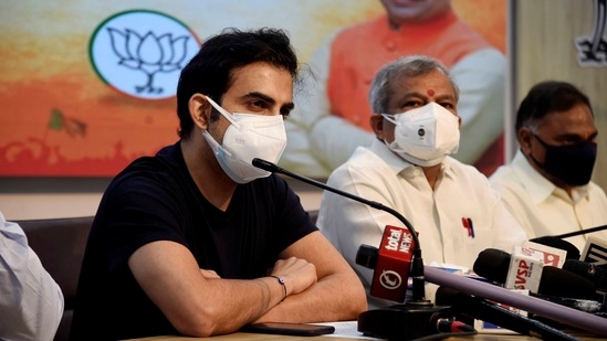 BJP MP Gautam Gambhir speaks during a press conference as state party President Adesh Gupta looks on, in New Delhi, Friday, May 21, 2021. (PTI) BJP MP Gautam Gambhir speaks during a press conference as state party President Adesh Gupta looks on, in New Delhi, Friday, May 21, 2021. (PTI)