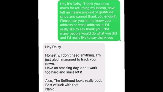 A screenshot of the conversation between Nahid and Daisy(Linkedin/DaisyMorris)
