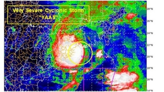 Cyclone Yaas centred about 50 km South-Southeast of Balasore (Odisha). (IMD)