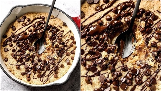 Recipe: Enjoy this Giant Skillet Cookie with vanilla ice cream on a rainy day(Instagram/nadiashealthykitchen)