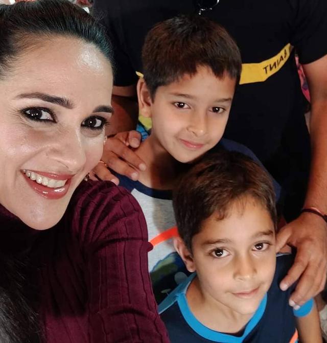 Tara Sharma with her kids