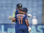 Rishabh Pant (in front) and Hardik Pandya celebrate