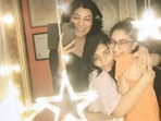 Sushmita Sen poses with her daughters Renee and Alisah. 