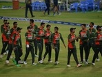 Team Bangladesh celebrates after winning the second ODI against Sri Lanka and securing the series.(TWITTER/ICC) Team Bangladesh celebrates after winning the second ODI against Sri Lanka and securing the series.(TWITTER/ICC)