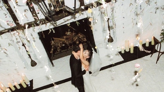 Ariana was soon joined by Dalton, and the couple were photographed kissing from a top angle. (Instagram)